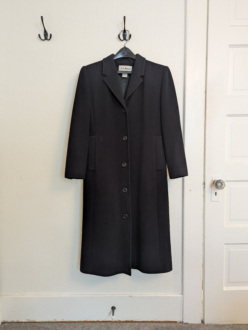 Vintage L.L. Bean Navy Wool Blend Coat Petite 6